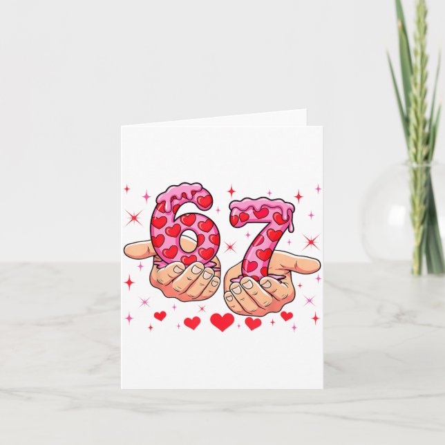 Carte Cute Valentines Day 67 Hearts Funny Six Seven Meme (Devant)