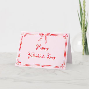 Carte Cute Valentine's Day Coquette Bow rose & rouge