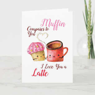 Carte Cute Valentine's Day Cupcake and Coffee Mug Couple