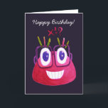 Carte Cute Watercolor Geek Candy Character Math Birthday<br><div class="desc">Cute math birthday card with a watercolor drawing of a geeky pink candy character with eyeglasses who loves mathematics and particularly equation solving. This mathematician birthday card has a greeting with customizable text "Happy birthday!". This cute algebra design will also make a great geek birthday card for clever kids who...</div>