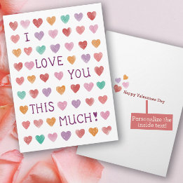 Carte Cute Watercolor Hearts Saint Valentin