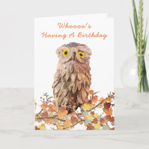Carte Cute Watercolor Owl On A Branch Custom