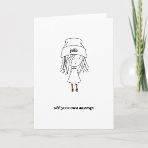 Carte Cute Whimsical Girl Ajoutez Votre Nom Et Votre Mes