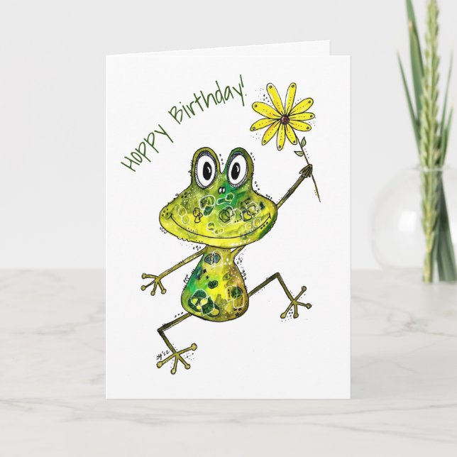 Carte Cute Whimsical Happy Frog (Devant)