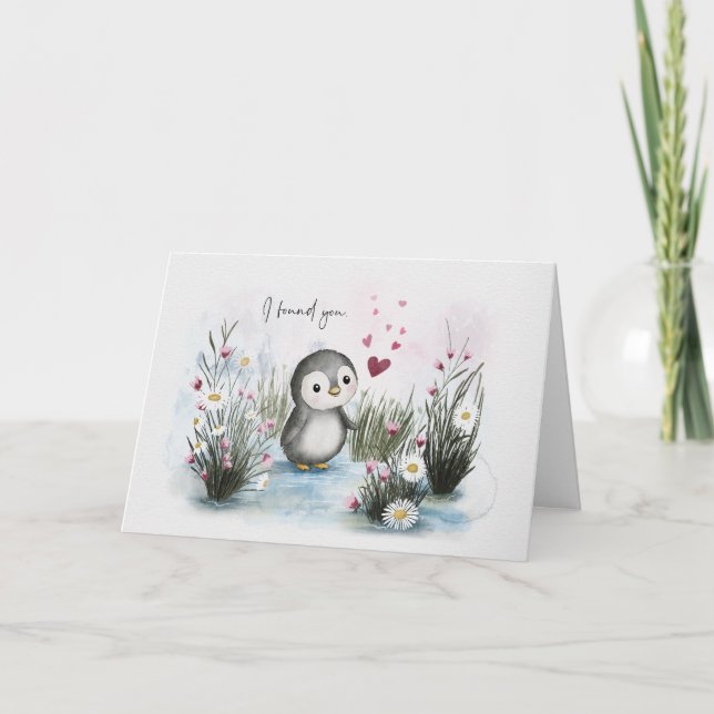 Carte Cute Whimsical Penguin Love Valentine (Devant)