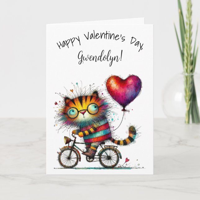 Carte Cute Whimsical Tiger Happy Valentine's Day (Devant)