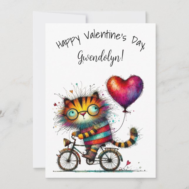 Carte Cute Whimsical Tiger Valentine's Day Flat (Devant)