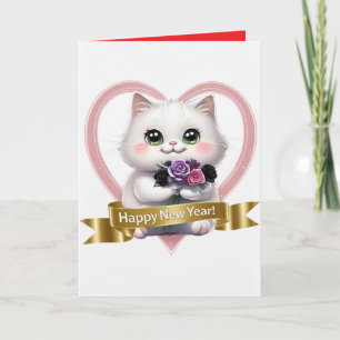 Carte Cute White Cat Calendrier 2025 Personnalisé