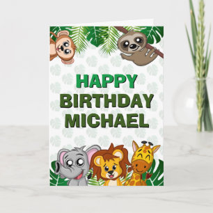 Carte Cute Wild One Jungle Safari Animaux premier annive