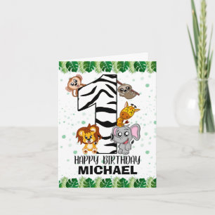Carte Cute Wild One Safari Jungle Animaux Premier Annive