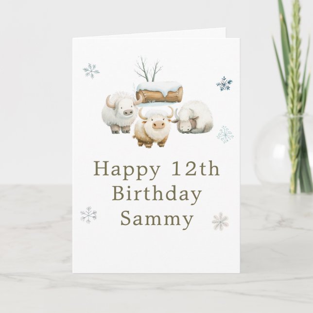 Carte Cute Winter Arctic Cow Birthday  (Devant)