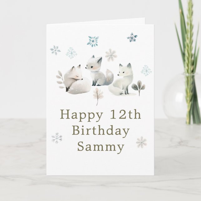 Carte Cute Winter Arctic Wolf Birthday Party (Devant)