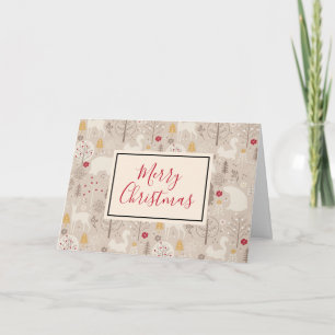 Carte Cute Woodland Animaux Motif de Noël