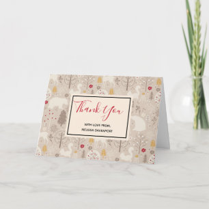 Carte Cute Woodland Animaux Motifs nordiques Merci