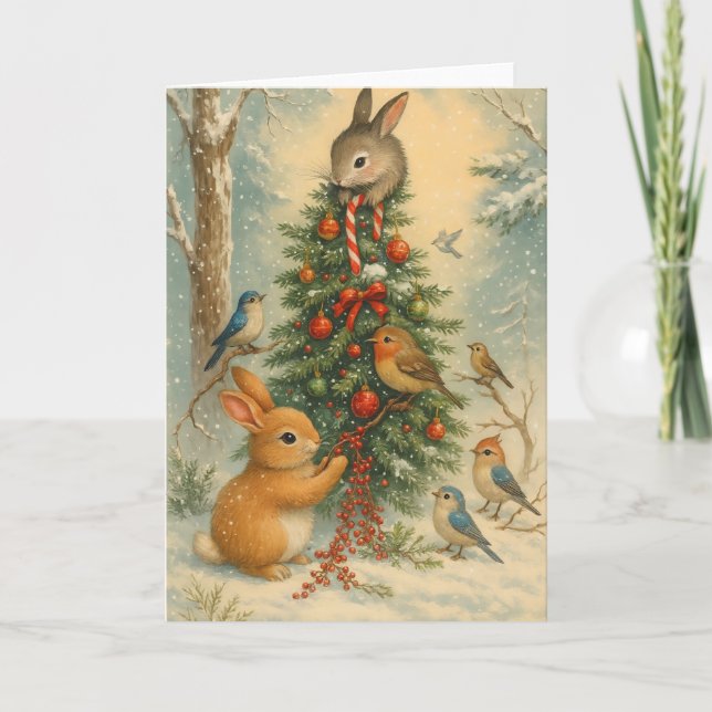 Carte Cute woodland bunny christmas festive winter cozy  (Devant)