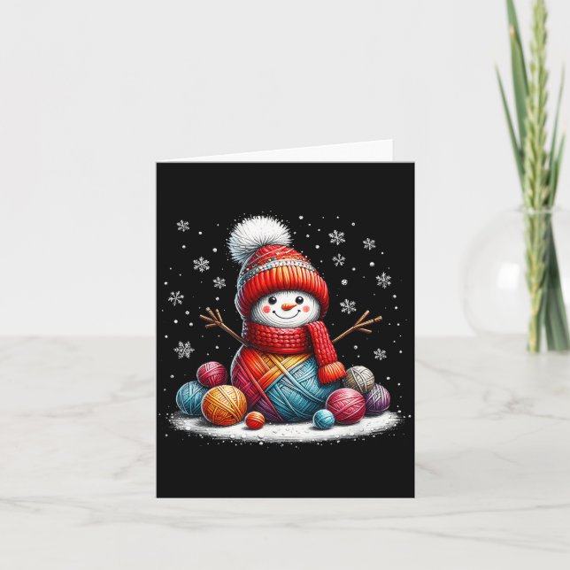 Carte Cute Yarn Snowman Quilter Christmas Crochet Knitti (Devant)