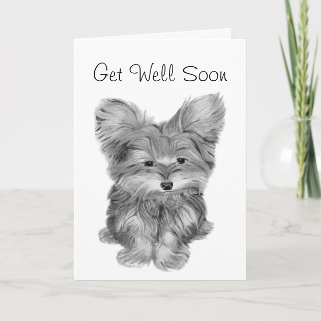 Carte Cute Yorkie Chien Merci et obtenir de bonnes salut (Devant)