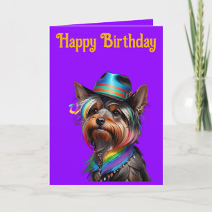 Carte Cute Yorkshire Terrier portant un Casquette