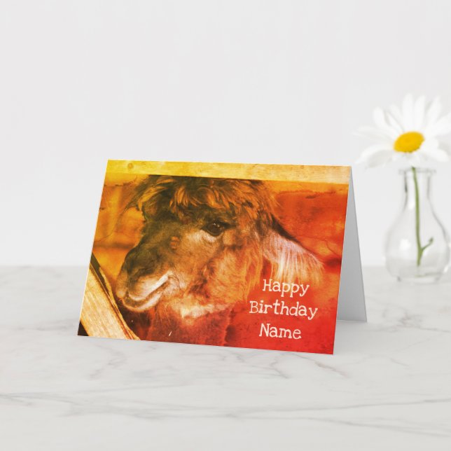 Carte Cutey Llama Animal Art Personnalisé Anniversaire (Petite plante)