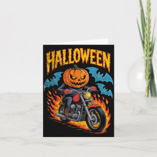 Carte Cycliste Citrouille En Costume D'Halloween De Moto
