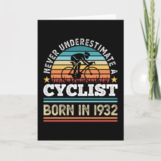 Carte Cycliste né en 1932 90e anniversaire Gift Cycling (Devant)