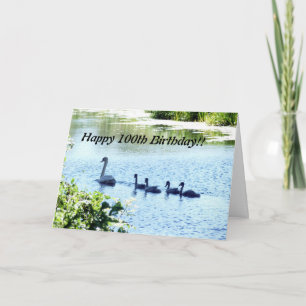 Carte Cygne avec cygneaux sur la rivière