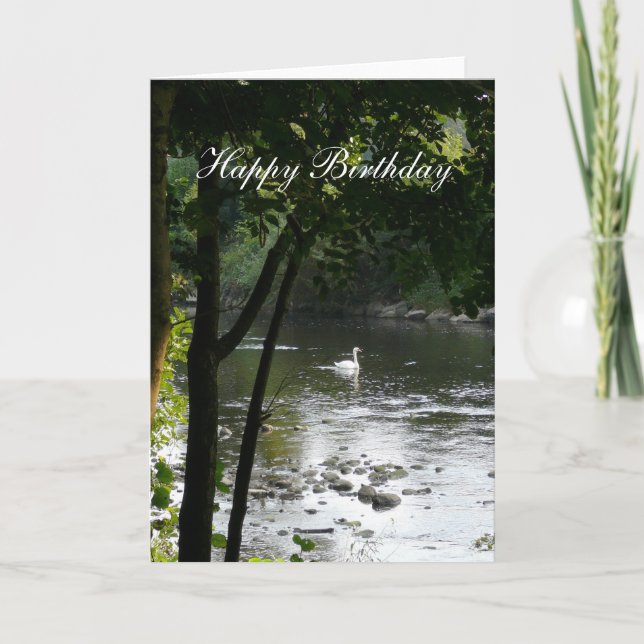 Carte Cygne sur la rivière II - Anniversaire (Devant)