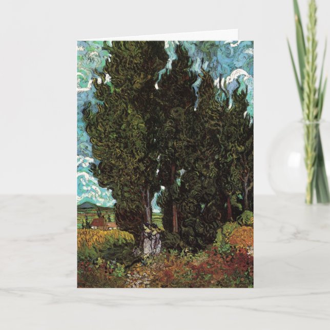 Carte Cyprès avec figures féminines de Vincent van Gogh (Devant)