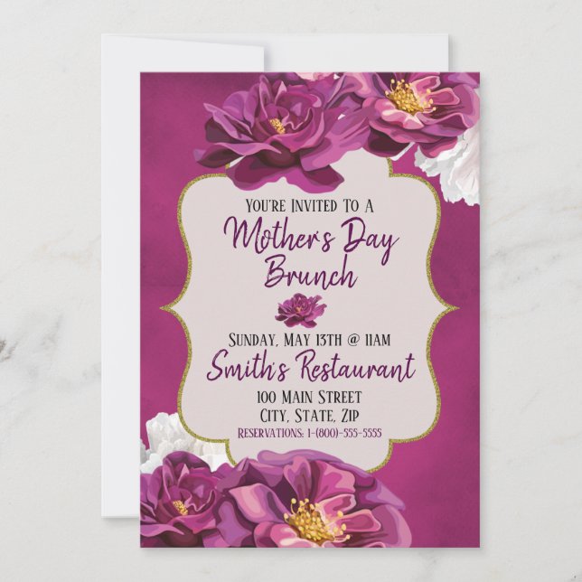 Carte d’invitation pour Brunch Fête des Mères (Devant)