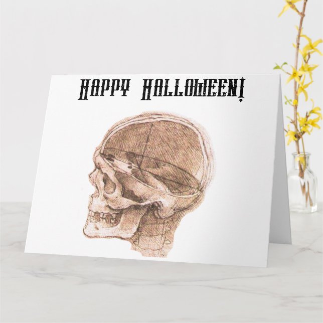 Carte Da Vinci Halloween Science Anatomie Crâne Imprimer (Fleur jaune)