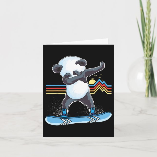 Carte Dab Dance Panda Snowboard Ski Dabbing Panda (Devant)
