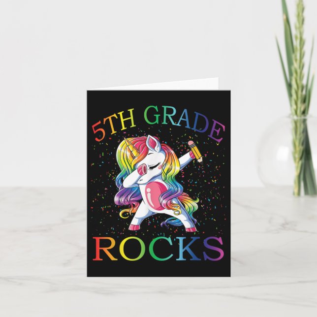 Carte Dabbing 5e Grade Rocks Unicorn Premier Jour De Sch (Devant)