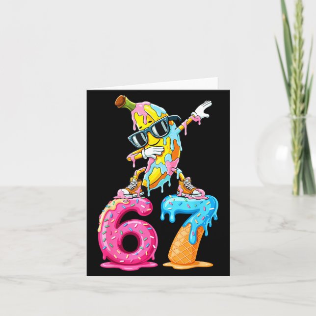 Carte Dabbing Banana 67 Ice Cream Drip Funny Six Seven M (Devant)
