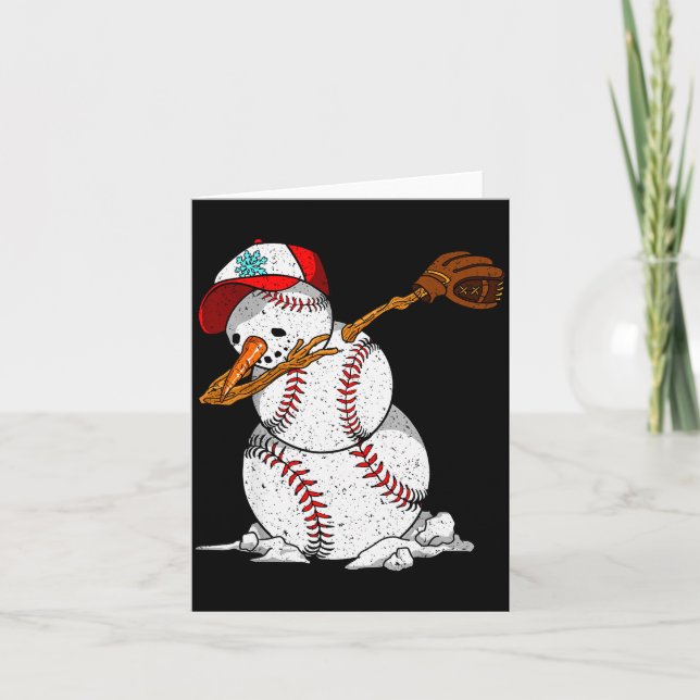 Carte Dabbing Baseball Snowman Snow Christmas Xmas Holid (Devant)