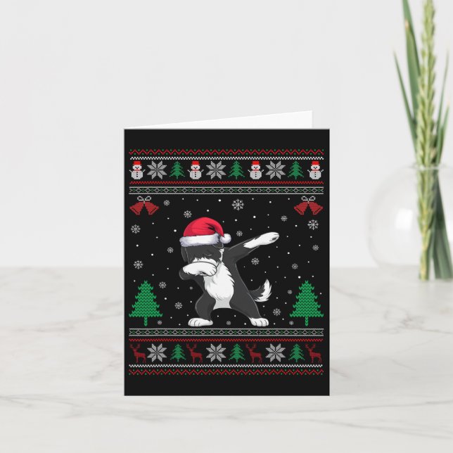 Carte Dabbing Bernedoodle Chien Santa Hat Garçons Enfant (Devant)
