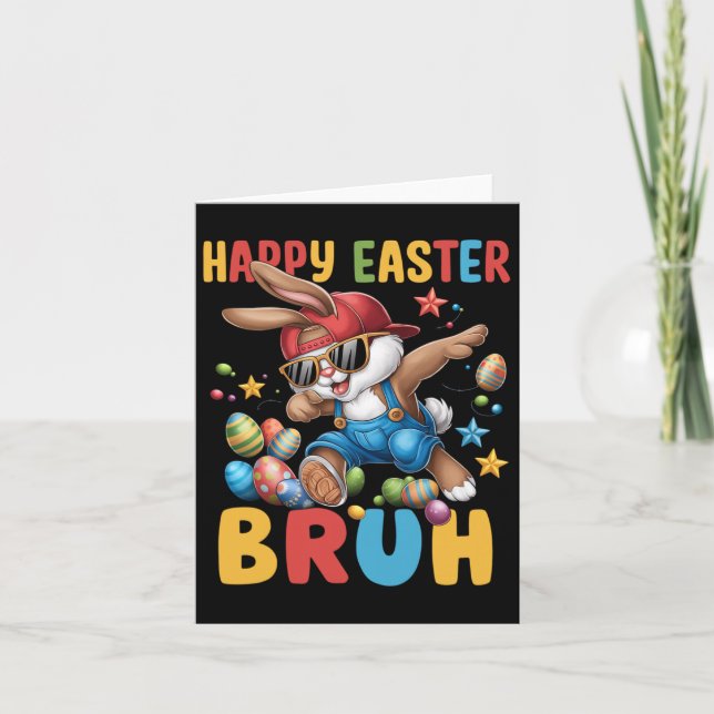 Carte Dabbing Bunny Pâques Bruh mème drôle Dire Ados (Devant)