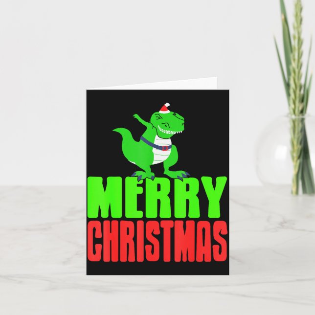 Carte Dabbing Dinosaur Merry Christmas Holiday Humor  (Devant)