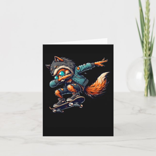 Carte Dabbing Fox Wolf Halloween Trick Ou Traiter Les Ga (Devant)