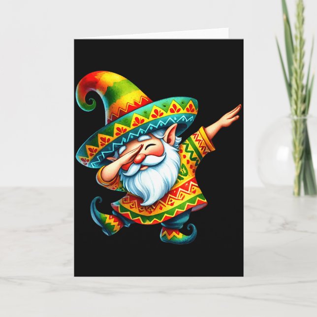 Carte Dabbing Gnome Mexicain Chapeau Cinco De Mayo Fête (Devant)