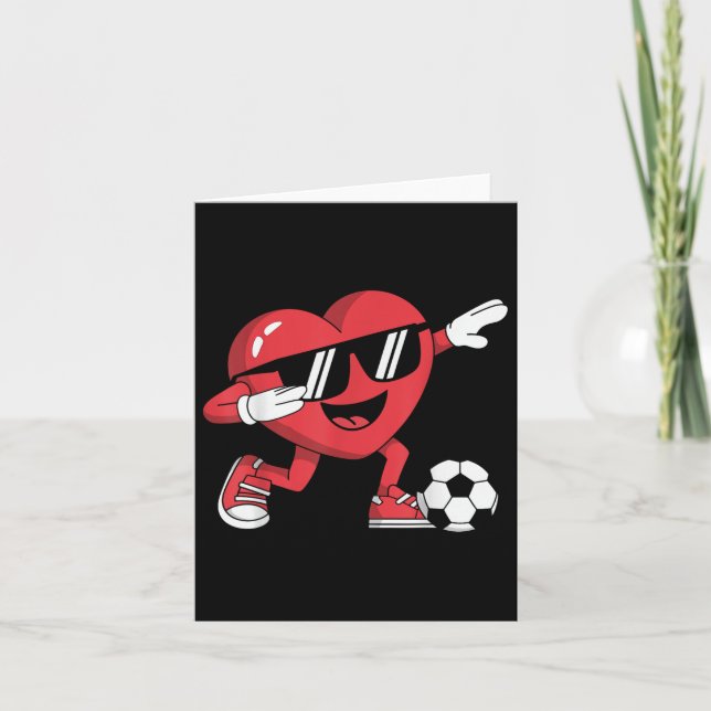 Carte Dabbing Heart Player Soccer Valentines Day Boys Gi (Devant)