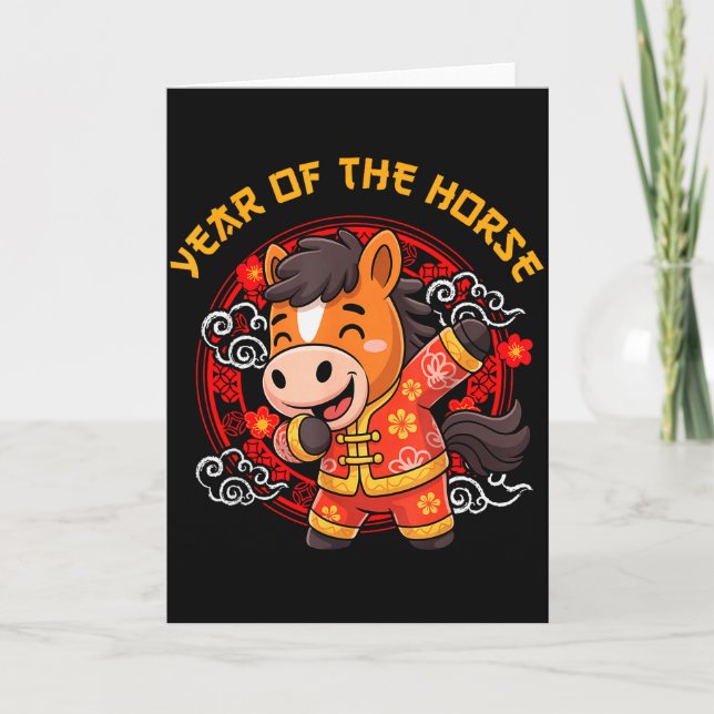 Carte Dabbing Horse Chinese New Year Of The Horse2026  (Devant)