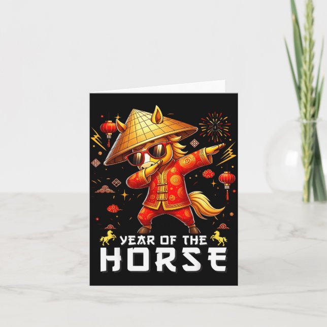 Carte Dabbing Horse Lunar Chinese New Year Of The Horse  (Devant)