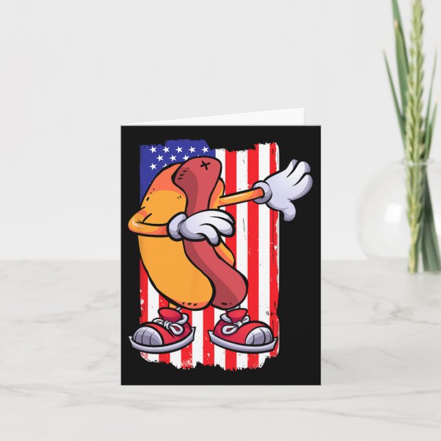 Carte Dabbing Hot Dog Dancing Nourriture Amour Drapeau 4 (Devant)