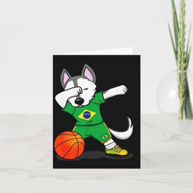 Carte Dabbing Husky Brésil Baseball Fans Maillot Brésili (Devant)