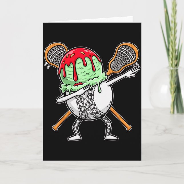 Carte Dabbing Lacrosse Ball Drip Ice Cream Kids Youth Bo (Devant)