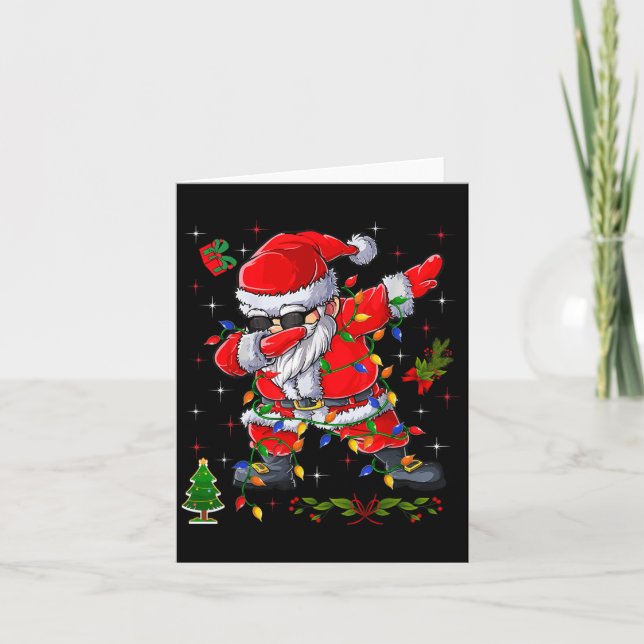 Carte Dabbing Père Noël Arbre de Noël Lumières Garçons E (Devant)