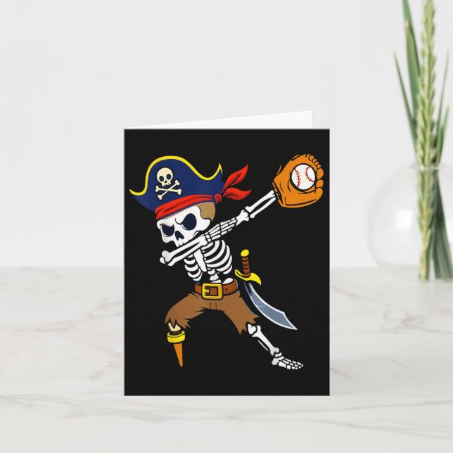 Carte Dabbing Pirate Skeleton Baseball Drôle Halloween (Devant)