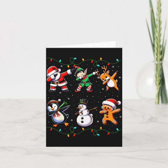 Carte Dabbing Santa Xmas Lights Kids Girls Boys Christma (Devant)