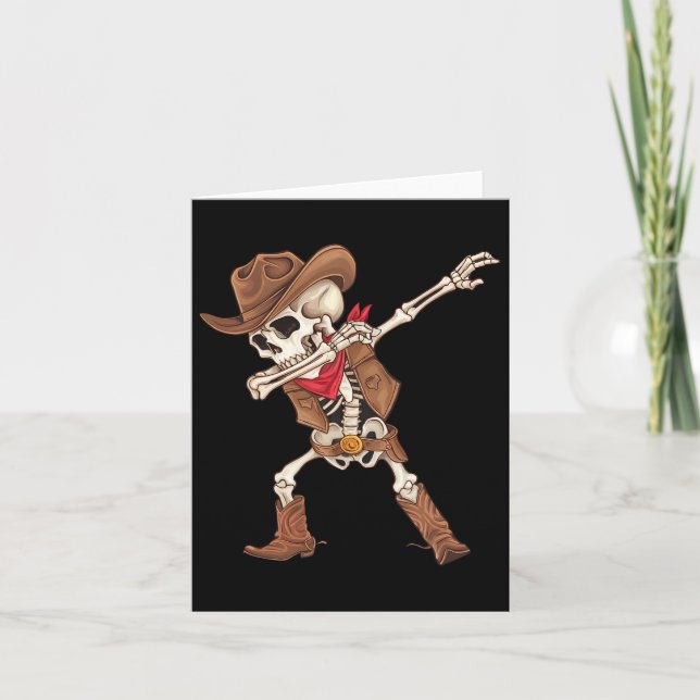 Carte Dabbing Skeleton Cowboy Halloween Costume garçons  (Devant)
