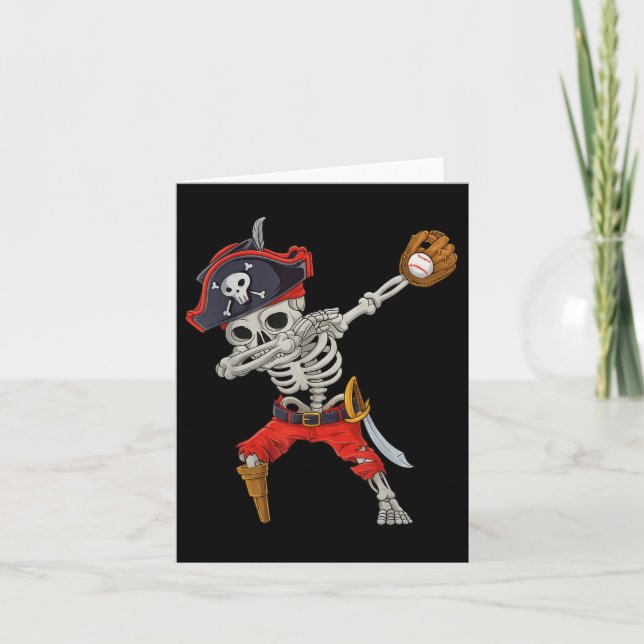 Carte Dabbing Skeleton Pirate Baseball Drôle Halloween S (Devant)